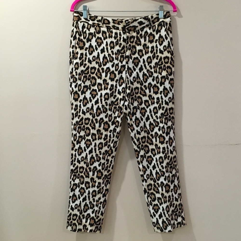 Banana Republic avery trouser ankle pants animal print leopard brown size 2 new - Picture 3 of 10